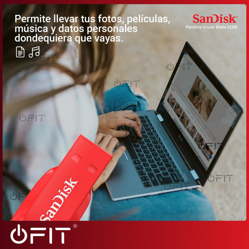Imagen 7 de 10 de Pendrive Sandisk Cruzer Blade 32gb Usb 2.0 Rojo