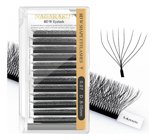 Blister Nagaraku W 8d Mix Y Medida Extensiones De Pestañas Color 15mm .07d Espesor 0.07 Mm Tipo De Curvatura D
