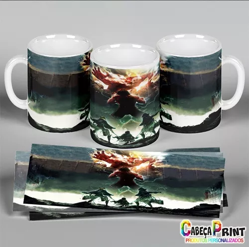 Caneca De Porcelana 325ml Shingeki No Kyojin Ataque Ao Titã