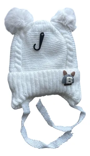 Gorro Lana Bebé 6 A 18 Meses Aprox. Blanco 6 A 18 Meses Liso
