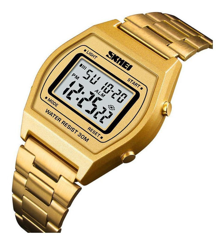 Relógio Masculino Feminino Skmei 1328 Digital Dourado Retrô