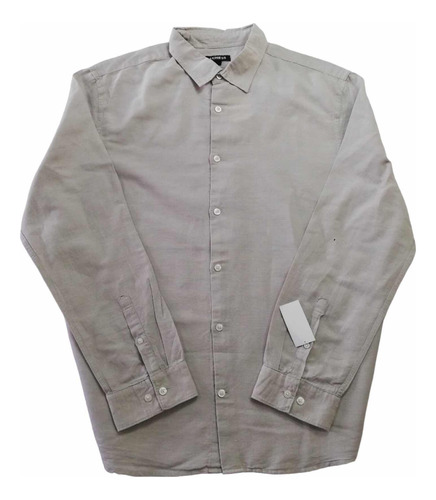 Camisa Express De Lino, Xl, Color Gris.