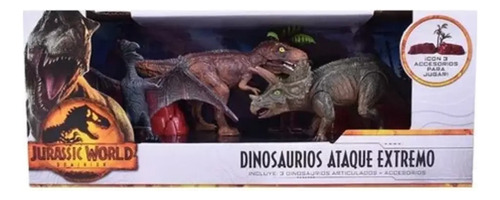 Set 3 Dinosaurio Muñeco Coleccion Jurassic World + Accesorio