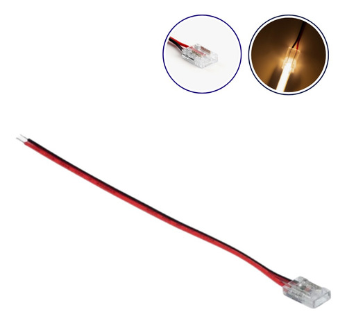 Kit 10 Cabo Conector Rabicho Fita Led Cob 2 Vias 5mm Ip20 Luz Monocor Tensão De Operação Bivolt 127/220v