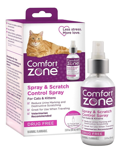 Comfort Zone Cats Spray 4oz Feromonas Para Gatos Calmantes