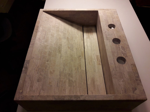 Imagen 4 de 10 de Bacha Travertino Artesanal Baño, Tesalia Gm - Forma Y Diseño