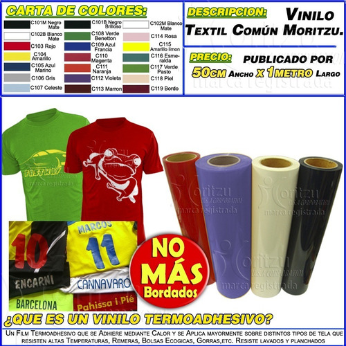 Imagen 3 de 9 de Vinilo Termotransferible Textil Coreano Moritzu 1x0.50mts.