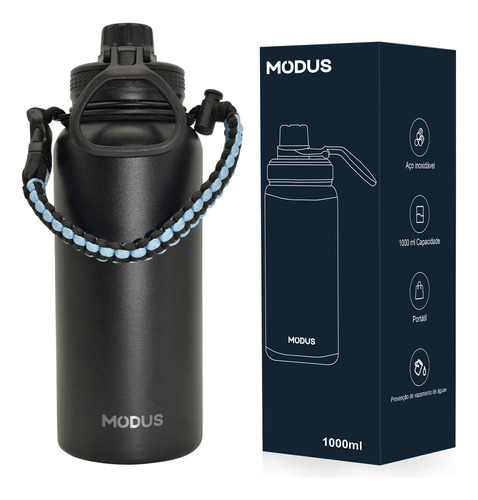 Modus 1000ml Garrafa Térmica De Inox Com Alça Paracord