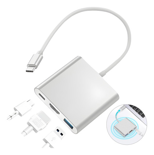 Estación De Acoplamiento 3 En 1 Adaptador Usb-c A Hdmi