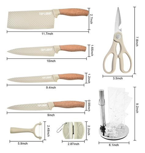 Juego De Cuchillos De Cocina, Juego De 8 Cuchillos De Acero