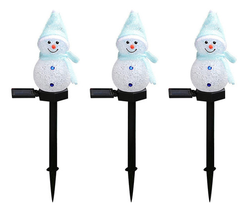 3 Luces Solares Navideñas Con Forma De Muñeco De Nieve
