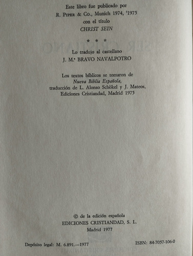 Ser Cristiano Hans Kung Libro Q (Usado)