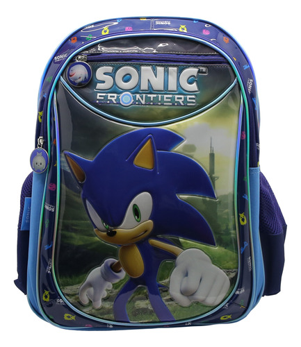 Mochila Escolar Cresko Sonic Sega 18 Puelgadas Espalda Full