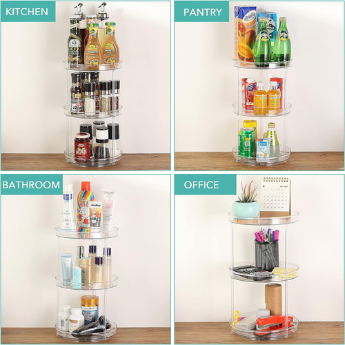 Uralfa Organizador Lazy Susan Transparente De 3 Niveles,...