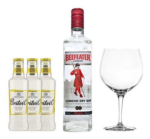 Set Gin Tonic Beefeater + Tonica Britvic X3 + Copa Cristal