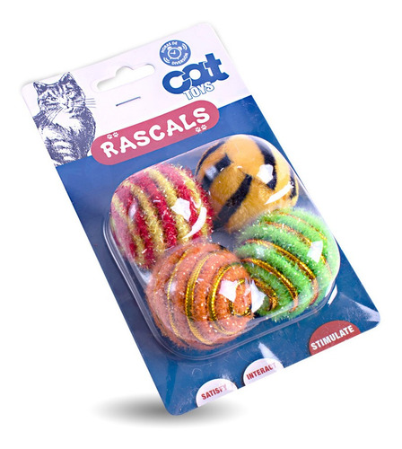 Juguete Para Gatos Rascals Pack De 4 Pelotas Surtidas