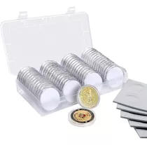 Comprar 100 Capsulas De Caja Plástico Para Moneda 40mm,  Ajustable 