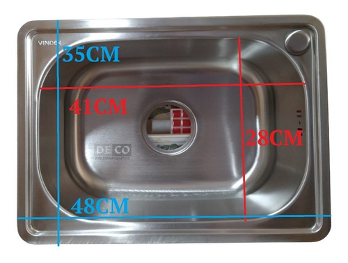 Imagen 3 de 9 de Pileta Para Cocina Simple Vindex De Sobreponer 48x35x18