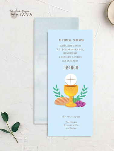 Imagen 7 de 9 de Tarjetas Primera Comunión Nenes Señalador X 3u