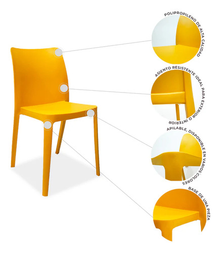 Silla De Comedor Biella Con Brazos De Plástico Resistente