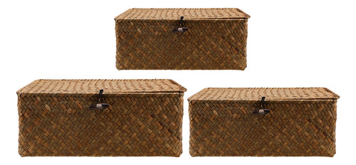 3 Cestas Rectangulares De Pastos Marinos S