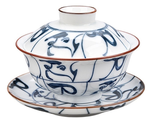 Lj Juego De Té Gaiwan Azul Y Blanco B
