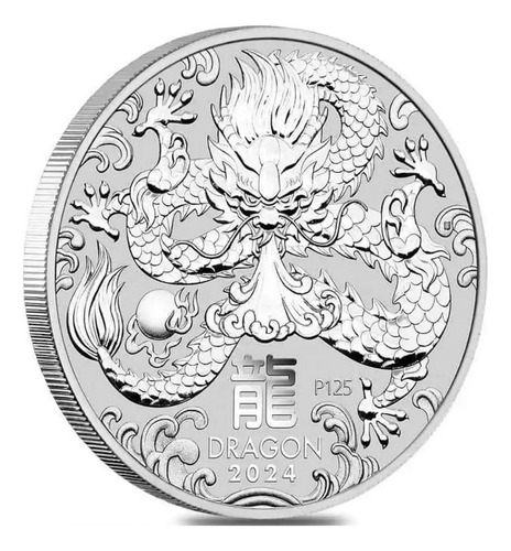 Moneda Año Del Dragon 2024 Australia Elizabeth Plata Lunar