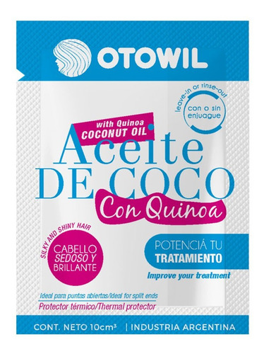 Aceite Para Brillo Capilar Coco Y Quinoa Otowil 10 Cc. X 6 U