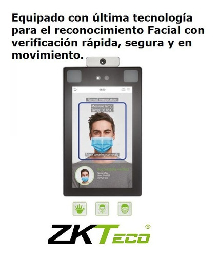 Imagen 5 de 9 de Control De Acceso Y Asistencia Temp/barbijo Wifi Zkteco