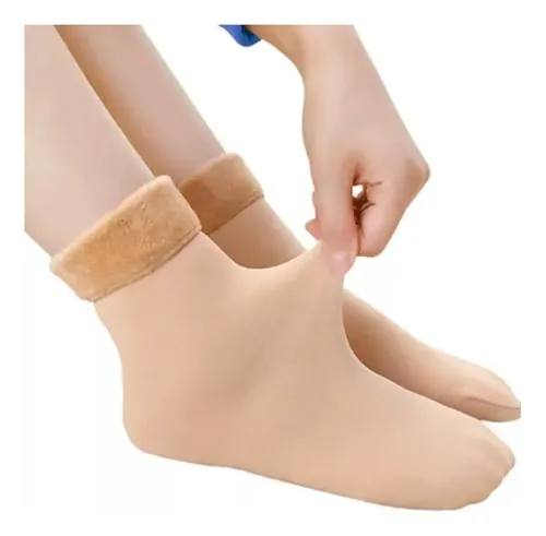 Pack De 5 Pares Calcetines Térmicos Mujer, Antideslizantes, Forro Polar, Talla única 35-42, Ideales Para Casa Y Frío