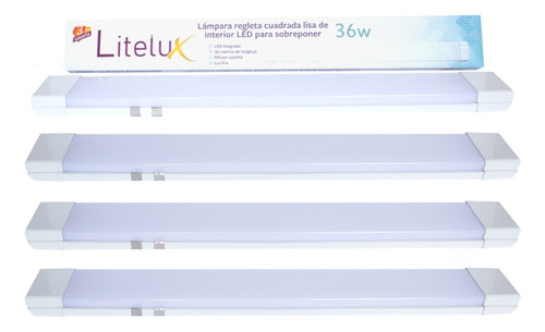 Lampara Lisa De Sobreponer Led Luz De Dia 60cm Litelux 4pza Blanco