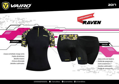 Imagen 2 de 2 de Remera/jersey M/corta Ciclismo Mujer Vairo Raven