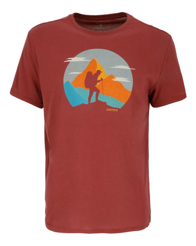 Polera Manga Corta Hiking Men Dark Red Doite