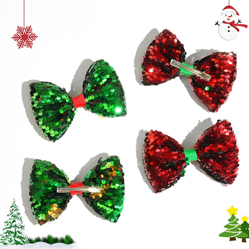 Yxiang Navidad 5 Pulgadas Sparkle Glitter Bows Clips Para Ni