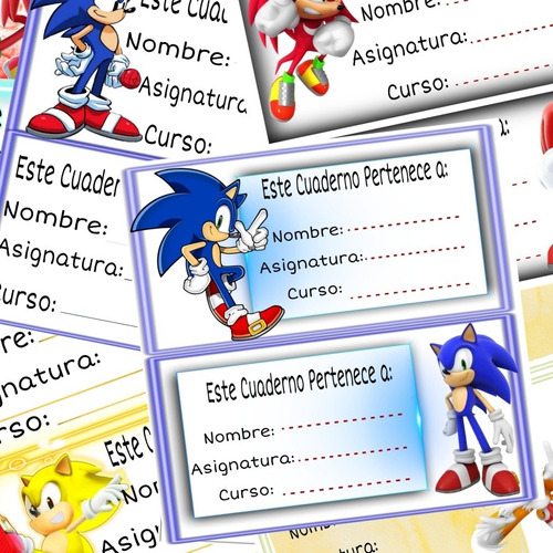 Stickers Para Cuadernos Modelo Sonic Pack 20 Unid. Surtidos