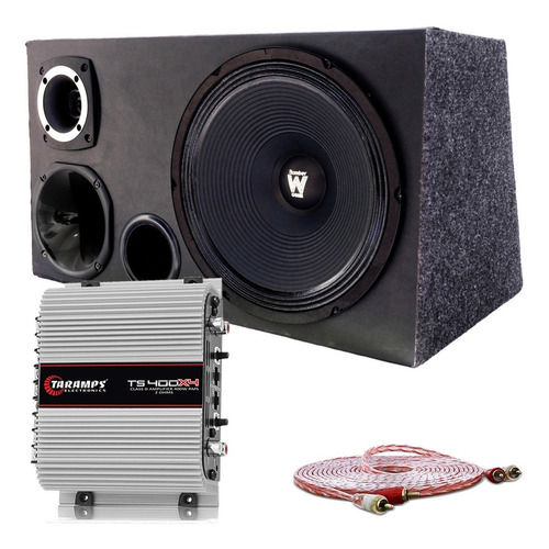 Caixa Trio Som Completa Bomber W-one 12'' + Módulo Taramps