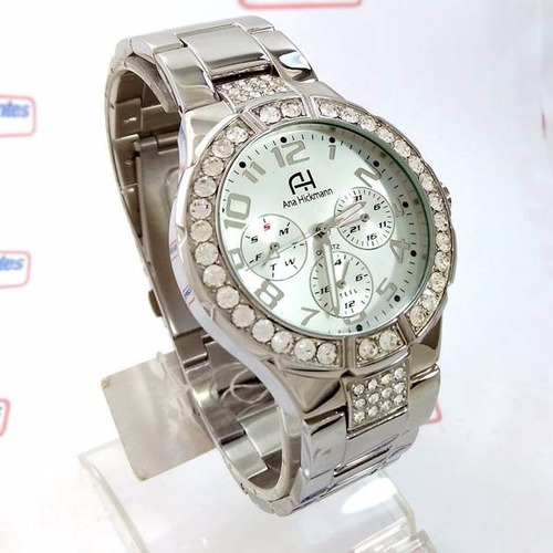 Relógio Feminino Ana Hickmann Prateado Swarovski Ah30193q