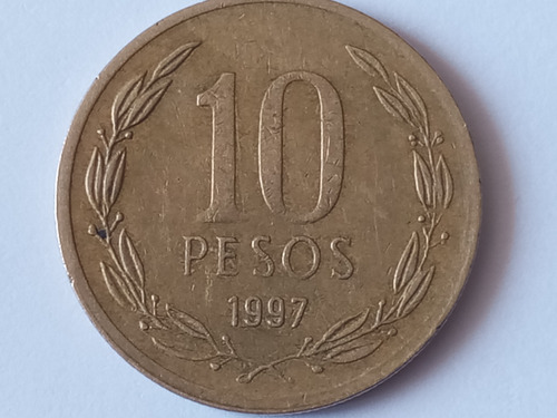 Moneda 10 Pesos Chile Año 1997 Doble Fruto