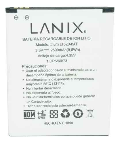 Pila Bateria Lanix Ilium Lt520-bat Original Sminva