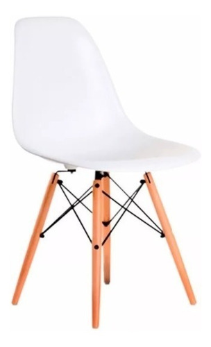 Silla Eames Patas Madera Plastico Blanco X 4 Kromo-s