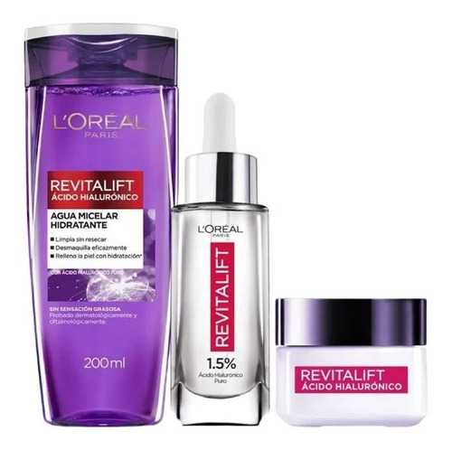 L'oreal Kit Revitalift Esenciales Agua Mic, Serum Y Crem Dia