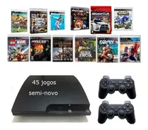 Comprar Ps3 Slim 320gb+ 45 Jogos + 2 Controles Gta5, Fifa, Minecraf 320gb