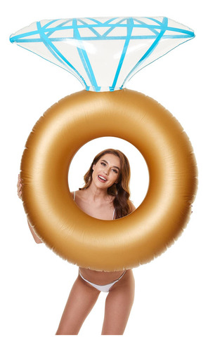 Flotador Inflable Para Alberca Anillo Salvavidas Plegable Dorado