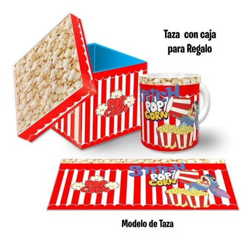 Taza, Stitch Popcorn, Con Caja Para Regalo, Con Envio