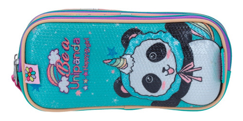 Lapicera Doble Chenson Happy Girl Panda 3d Lentejuelas Nanyt