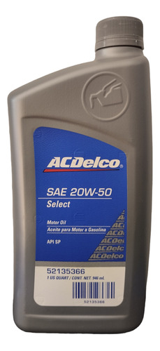Aceite Mineral 20w50 Acdelco