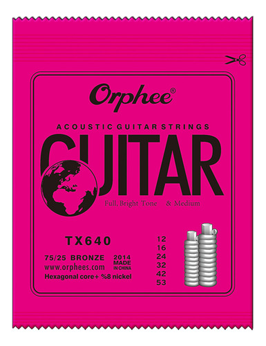 Cuerdas Orphee Tx640 Para Guitarra Acústica, 10 Unidades