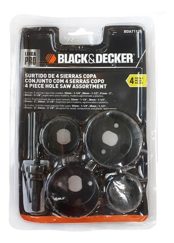 Juego De 4 Sierras Copa Madera Black+decker Bda71120 54mm