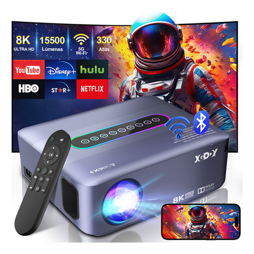 Proyector Xgody LED Android Wifi 8K FullHD 1080p 15500 lúmenes