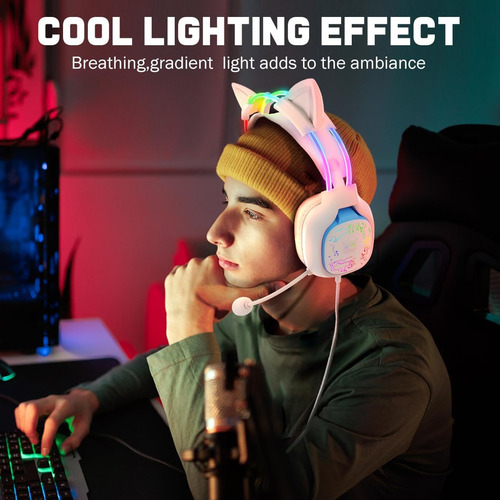 Onitoon Cat Ears Auriculares De Juegos Con Micrófono De Canc